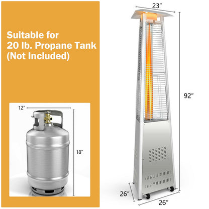 42,000 BTU Stainless Steel Pyramid Patio Heater with Wheels