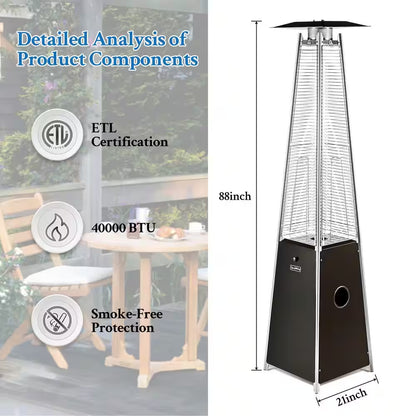 Outdoor 40,000 BTU Brown Propane Heater, Steel Pyramid Flame Heater