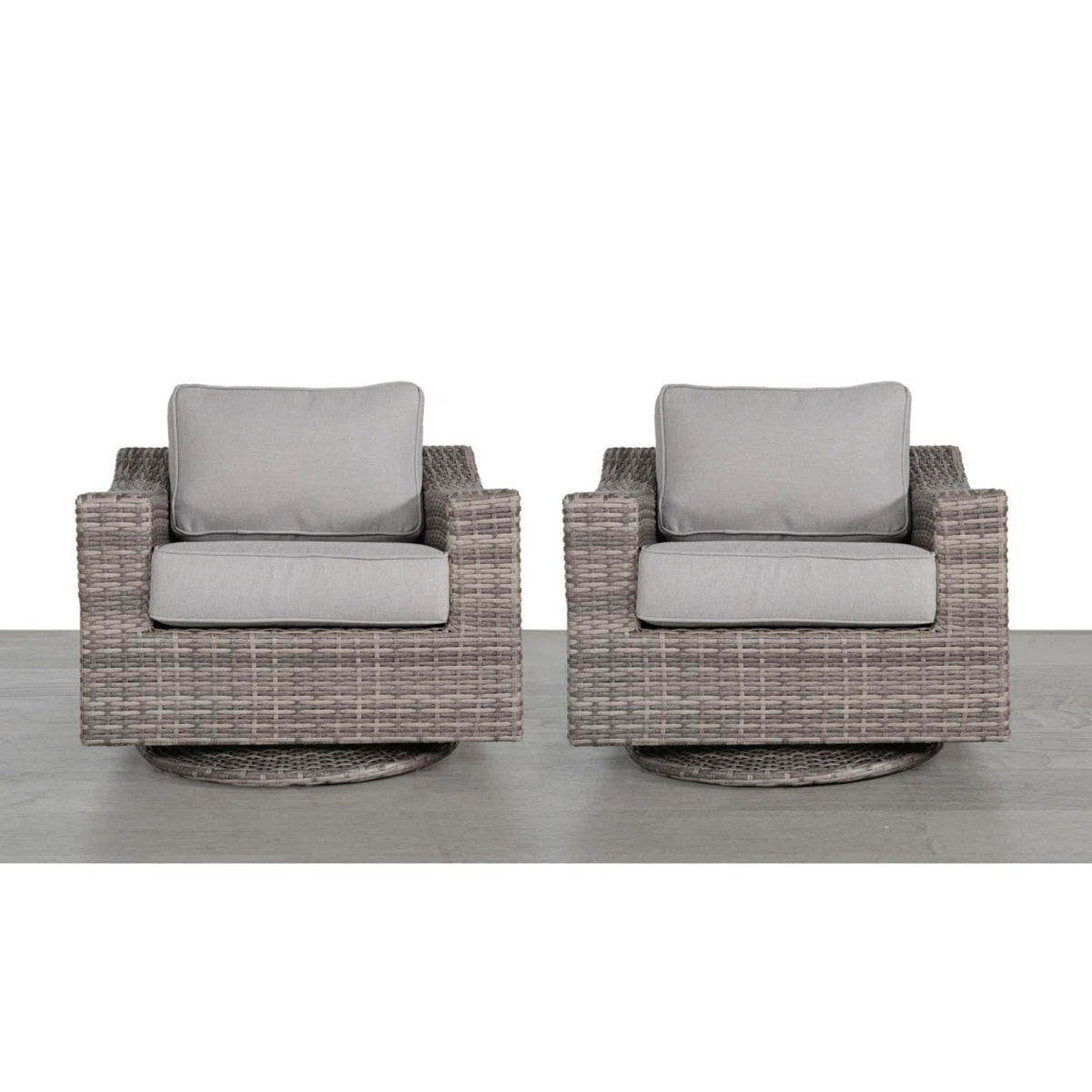 Resin Wicker Swivel Patio Chairs with Cushions, Set of 2 – Gray Mix