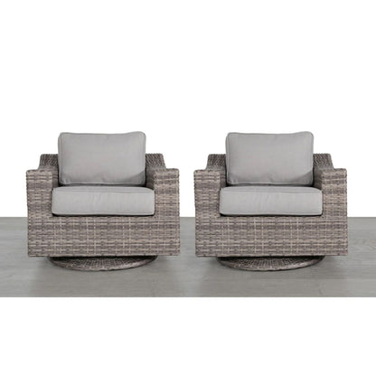 Resin Wicker Swivel Patio Chairs with Cushions, Set of 2 – Gray Mix