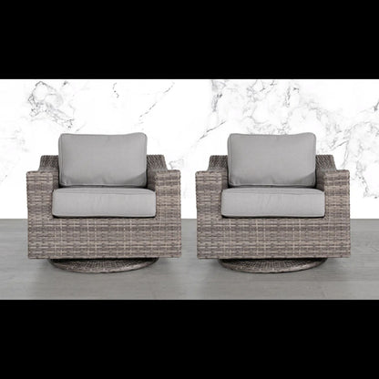 Resin Wicker Swivel Patio Chairs with Cushions, Set of 2 – Gray Mix
