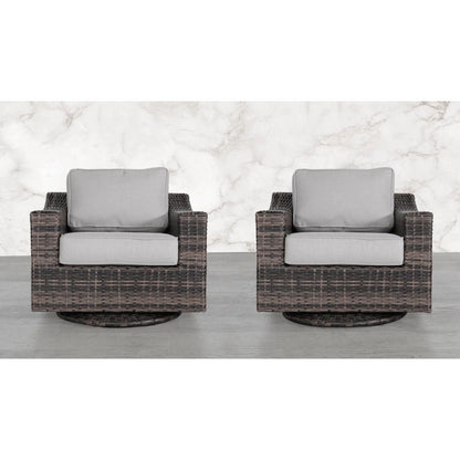 360° Swivel Wicker Patio Chairs, Set of 2 – Brown, Olefin Cushions
