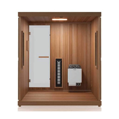 Finnmark FD-5 Trinity XL 4-Person Home Sauna – Infrared, Steam & Red Light Therapy Combo With Two-Tier Bench [FD-KN005] (SAK37258)