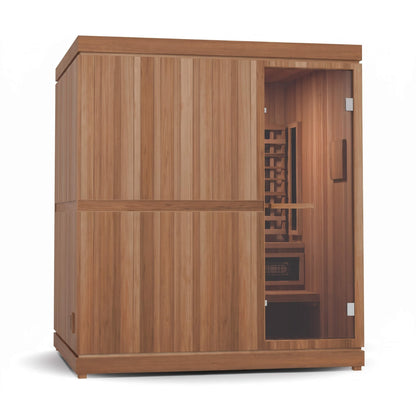 Finnmark FD-5 Trinity XL 4-Person Home Sauna – Infrared, Steam & Red Light Therapy Combo With Two-Tier Bench [FD-KN005] (SAK37258)