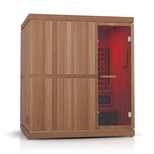 Finnmark FD-5 Trinity XL 4-Person Home Sauna – Infrared, Steam & Red Light Therapy Combo With Two-Tier Bench [FD-KN005] (SAK37258)