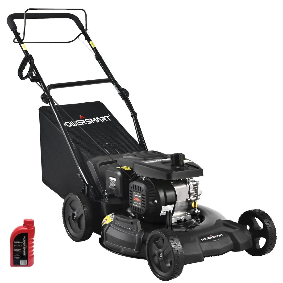 PowerSmart 21" Gas Self-Propelled Lawn Mower With 209cc OHV Engine, 3-in-1 Operation & 5-Position Height Adjustment