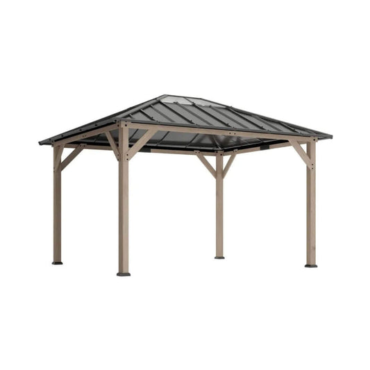 Alora 8x10FT Heavy-Duty Fir Wood Hardtop Gazebo With Galvanized Steel Roof & Ceiling Hooks