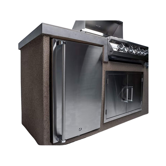 KoKoMo Grills 7FT Straight Outdoor BBQ Island With Built-In Grill & Refrigerator [Made-To-Order]