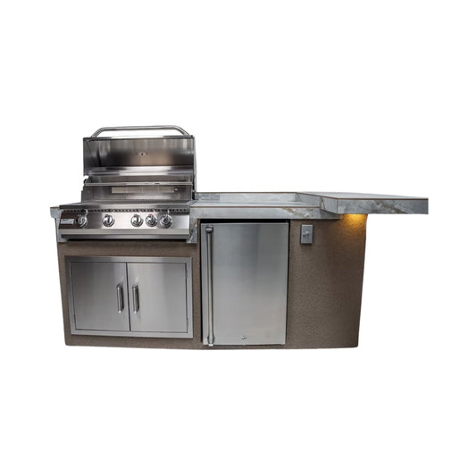 KoKoMo Grills St. John 7FT Outdoor BBQ Island With LEDs, Built-In Grill & Refrigerator [Made-To-Order]