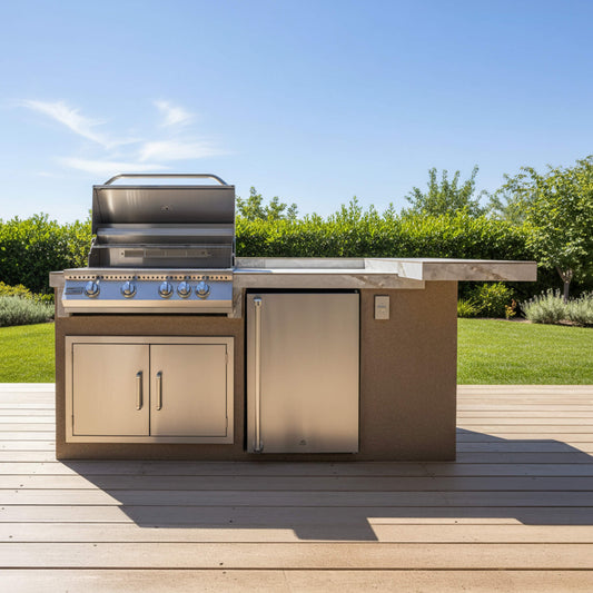 KoKoMo Grills St. John 7FT Outdoor BBQ Island With LEDs, Built-In Grill & Refrigerator [Made-To-Order]