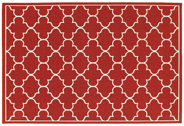 Meridian Power-Loomed Indoor/Outdoor Rug – Burnt Red & Off-White