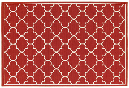Meridian Power-Loomed Indoor/Outdoor Rug – Burnt Red & Off-White