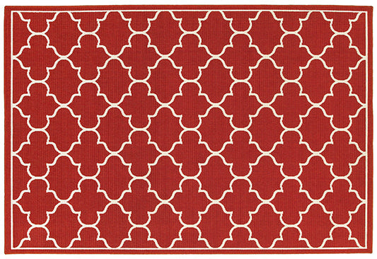 Meridian Power-Loomed Indoor/Outdoor Rug – Burnt Red & Off-White