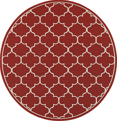 Meridian Power-Loomed Indoor/Outdoor Rug – Burnt Red & Off-White