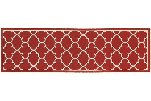 Meridian Power-Loomed Indoor/Outdoor Rug – Burnt Red & Off-White
