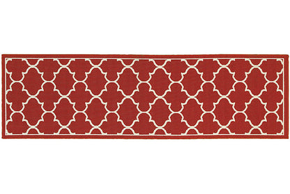 Meridian Power-Loomed Indoor/Outdoor Rug – Burnt Red & Off-White