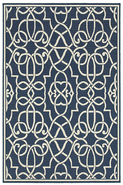 Medalia Meridian Rug – Navy & White