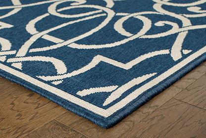 Medalia Meridian Rug – Navy & White