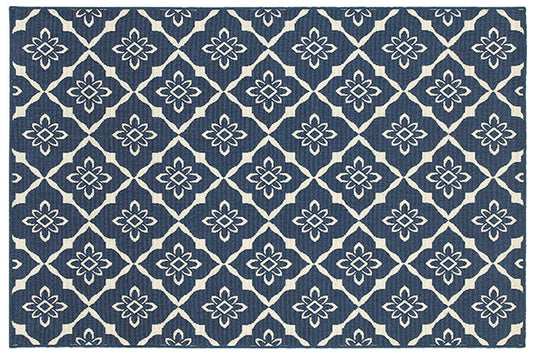 Meridian Power-Loomed Indoor/Outdoor Rug – Navy & Off-White