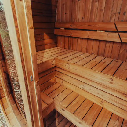 Premium 3-Person Outdoor Scandinavian ThermoWood Cube Sauna Kit With LED Lighting & Choice of Harvia Heater (SAK47582)