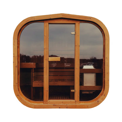Premium 3-Person Outdoor Scandinavian ThermoWood Cube Sauna Kit With LED Lighting & Choice of Harvia Heater (SAK47582)