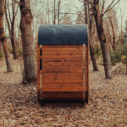 Premium 3-Person Outdoor Scandinavian ThermoWood Cube Sauna Kit With LED Lighting & Choice of Harvia Heater (SAK47582)
