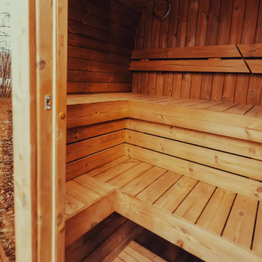 Premium 4-Person Outdoor Scandinavian ThermoWood Cube Sauna Kit With LED Lighting & Choice of Harvia Heater (SAK25470)