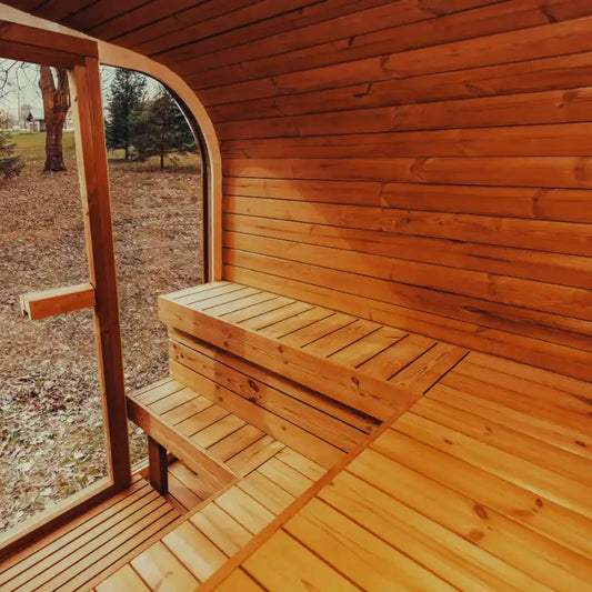 Premium 6-Person Outdoor Scandinavian ThermoWood Cube Sauna Kit With LED Lighting & Choice of Harvia Heater (SAK89146)