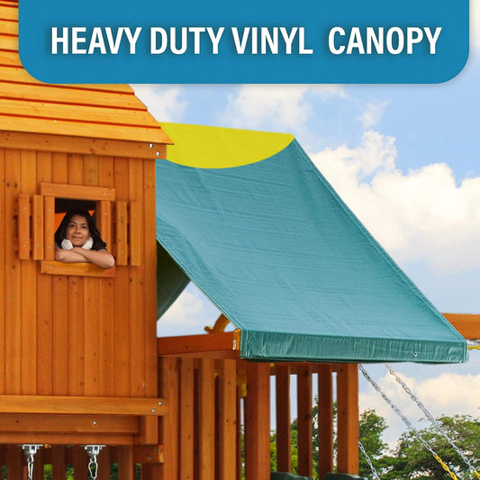 Cedar Treehouse Swing Set with Clubhouse & Two Slides