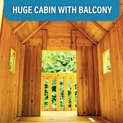 Cedar Treehouse Swing Set with Clubhouse & Two Slides
