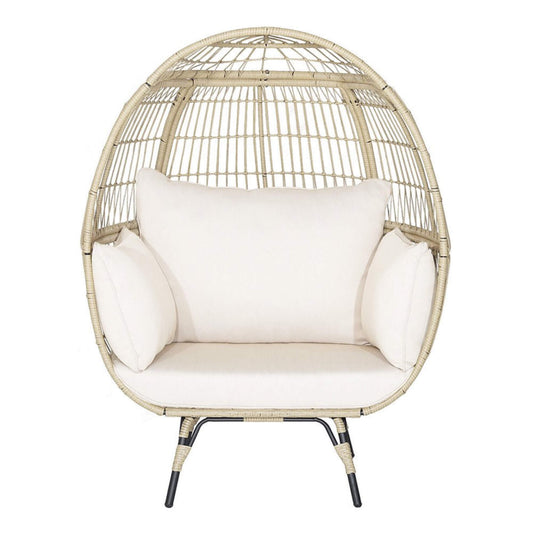 Alora Premium 57-Inch Oversized Rattan Patio Egg Lounge Chair With Cushions