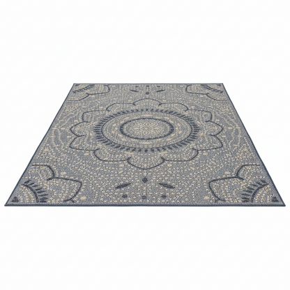 Blue Medallion Indoor/Outdoor Area Rug — Fade Resistant for Living Room, Dining Room and Office, 7'10" X 10'