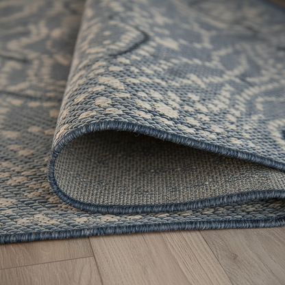 Blue Medallion Indoor/Outdoor Area Rug — Fade Resistant for Living Room, Dining Room and Office, 7'10" X 10'